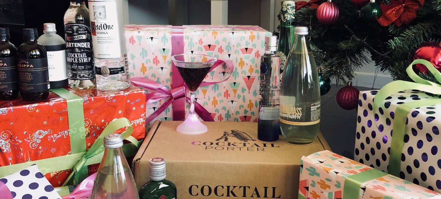 Boxes of Holiday Christmas Gifts including Cocktail Drinks